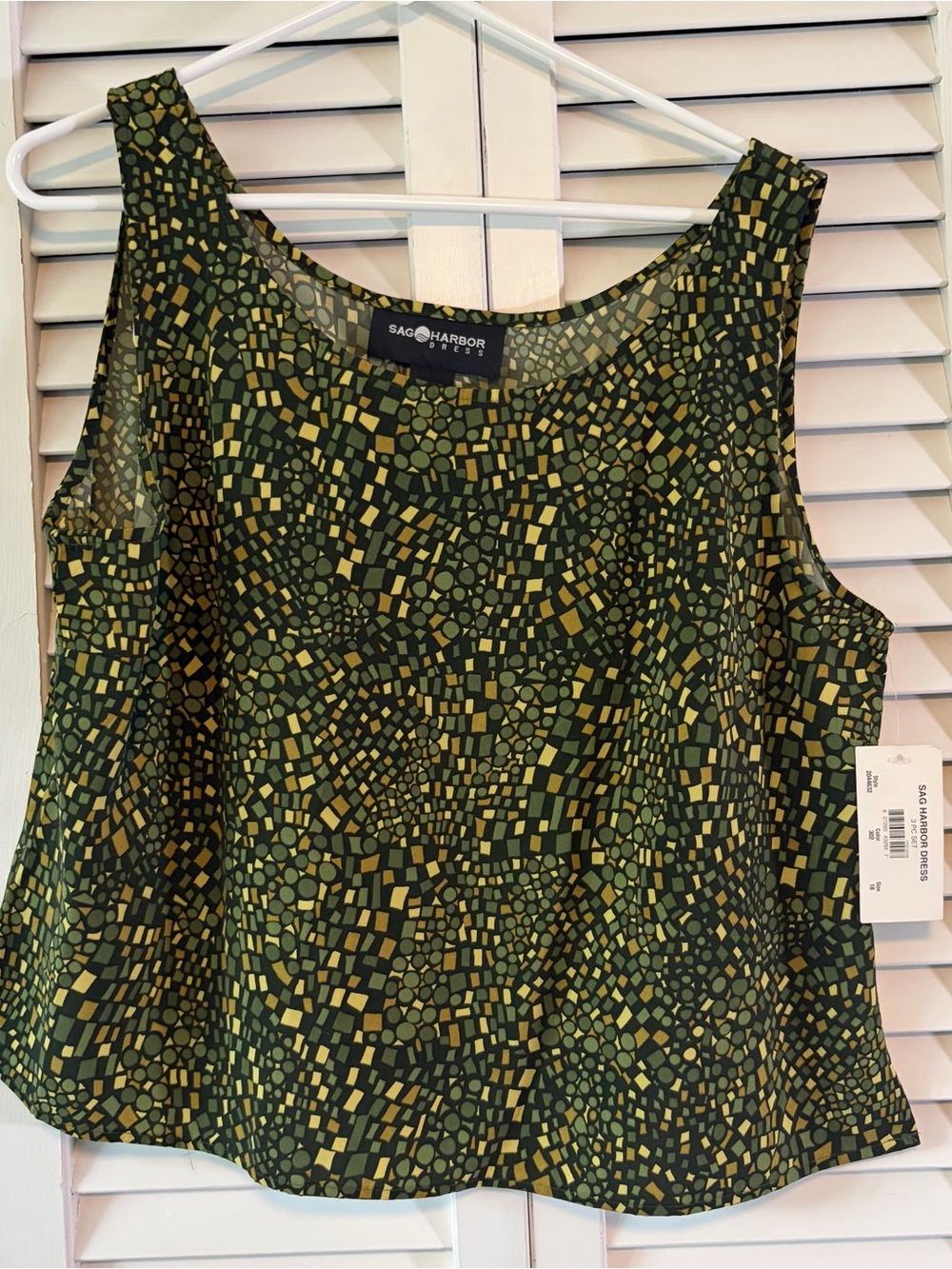 Sag Harbor Olive and Mustard Mosaic Tank Top